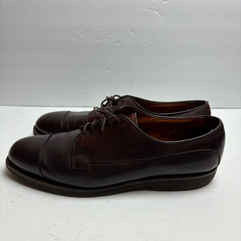 Allen Edmonds Bergland Brown Leather Cap Toe Derby Dress Shoes 10.5 D 6551 USA